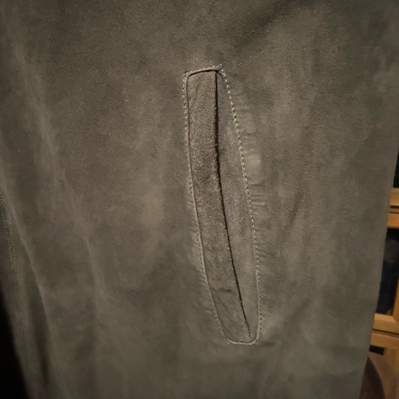 Sen Olive Green Goat Suede Shift Dress Neutral Size L Boho Cowgirl Luxury - Picture 6 of 7